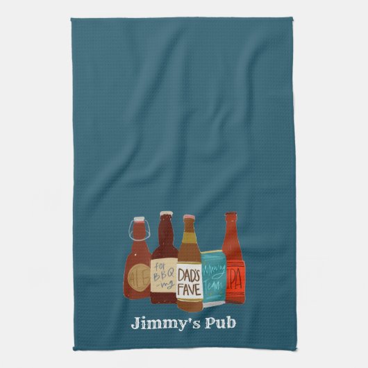 Papa's gepersonaliseerde keukenhanddoek (Verticaal)