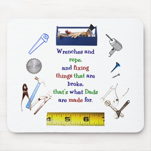 Papa's gereedschapskist Mousepad Muismat (Voorkant)