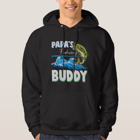 Papas Gevist Buddy Papa En Kinderen Angler Hobby Hoodie (Voorkant)
