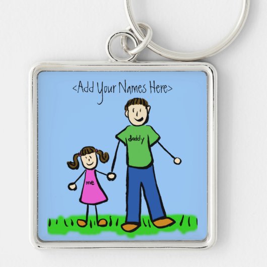 Papa's Girl Brunette Sleutelhanger (Aangepaste nam (Voorkant)
