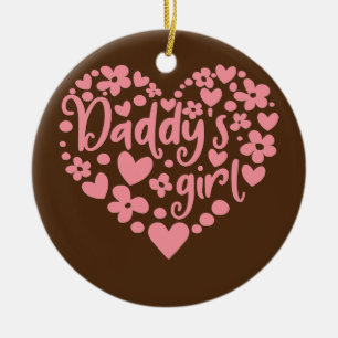 Papa's Girl Cute Pink Heart Papa en Dochter Keramisch Ornament