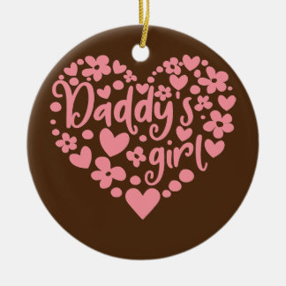 Papa's Girl Cute Pink Heart Papa en Dochter Keramisch Ornament