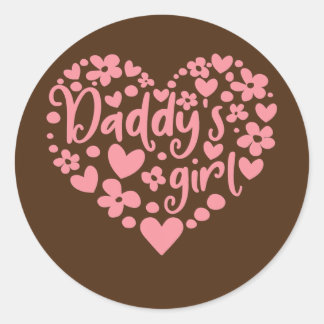 Papa's Girl Cute Pink Heart Papa en Dochter Ronde Sticker