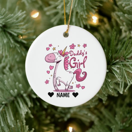 Papa's Girl Unicorn Keramisch Ornament (Boom)