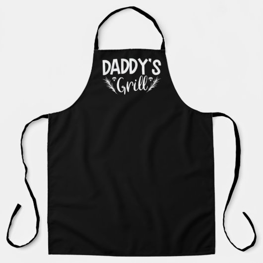 Papa's Grill BBQ Large Black Apron Schort (Voorkant)