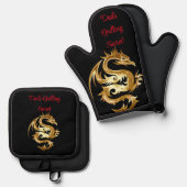 Papa's Grilling Secret Oven Mitt en Pot Holder Set (Voorkant / Achterkant)