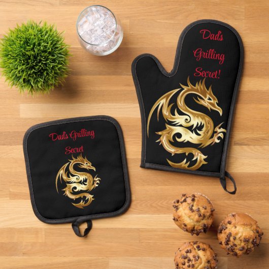 Papa's Grilling Secret Oven Mitt en Pot Holder Set (Top down)
