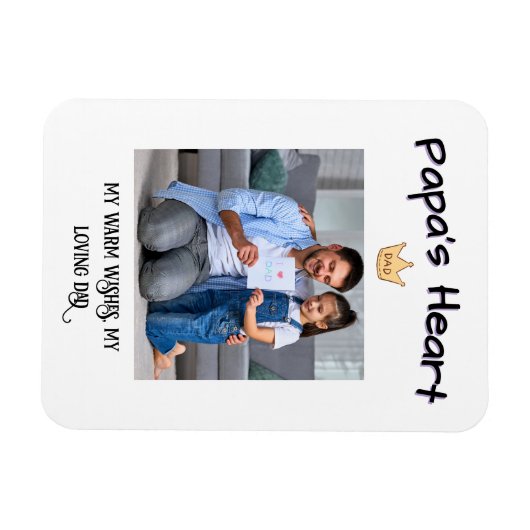 Papa's Heart - gepersonaliseerde eerste Vaderdag-f Magneet (Horizontaal)
