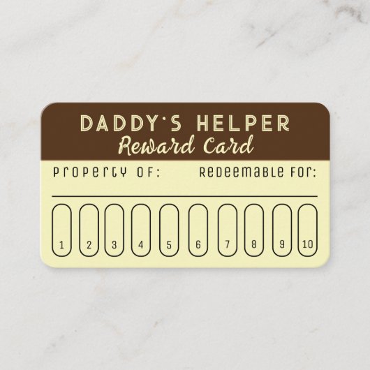 Papa's Helper Reward Card Visitekaartje (Voorkant)