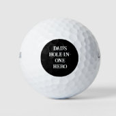 Papa's Hole-in-One Hero Initialen zwart&wit Golfballen (Voorkant)