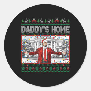 Papa's Home Grappig Kerstman Trump Kerst Lelijk Zw Ronde Sticker