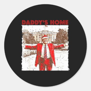 Papa's huis Ik zal thuis zijn voor kerstplezier Tr Ronde Sticker