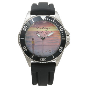papa's klein meisje script vaders dag zwart custom horloge