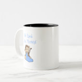 Papa's kleine aap - Blauwe hemden en cadeautjes Tweekleurige Koffiemok (Voorkant links)