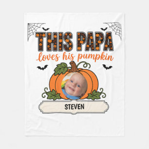 Papa's Kleine Pompoen 1 Kleinkind Naam Halloween Fleece Deken