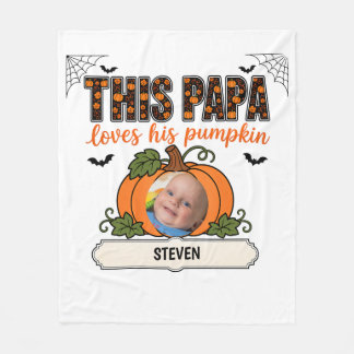 Papa's Kleine Pompoen 1 Kleinkind Naam Halloween Fleece Deken