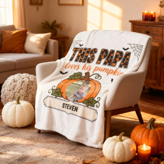 Papa's Kleine Pompoen 1 Kleinkind Naam Halloween Fleece Deken