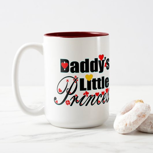 ✔Papa's kleine prinses Fabulous Two-Tone Tweekleurige Koffiemok (Met donut)