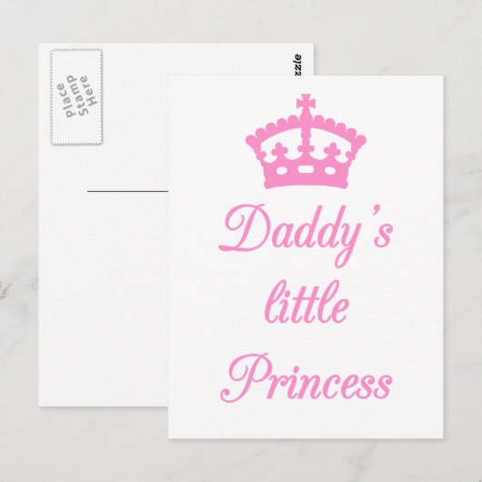 Papa's kleine prinses, sesdesign met kroon briefkaart (Voorkant / Achterkant)