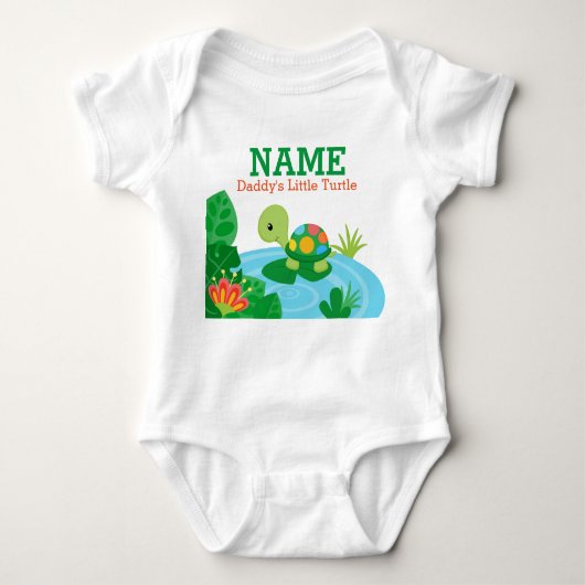 Papa's kleine schildpad Baby Jersey Bodysuit (Voorkant)