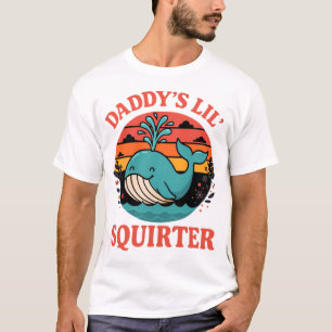 Papa's Kleine Sproeier Retro Walvis Illustratie T-shirt