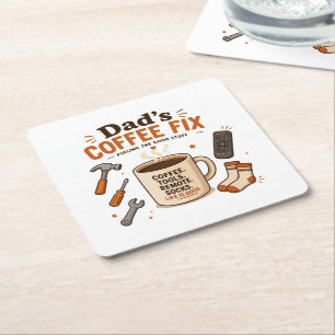 Papa's koffie fix ontspannend leven ontwerp kartonnen onderzetters
