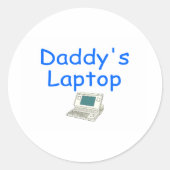 Papa's laptop ronde sticker (Voorkant)