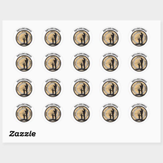 Papa's liefdeskompas ronde sticker (Vel)
