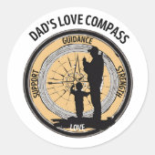 Papa's liefdeskompas ronde sticker (Voorkant)