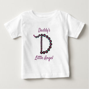 Papa's Little Angel Pink Green Letter D Monogram