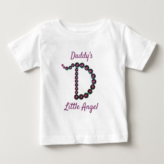 Papa's Little Angel Pink Green Letter D Monogram (Voorkant)