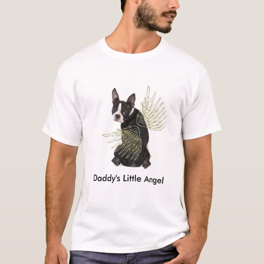 Papa's Little Boston Terrier Angel T Shirt (Voorkant)