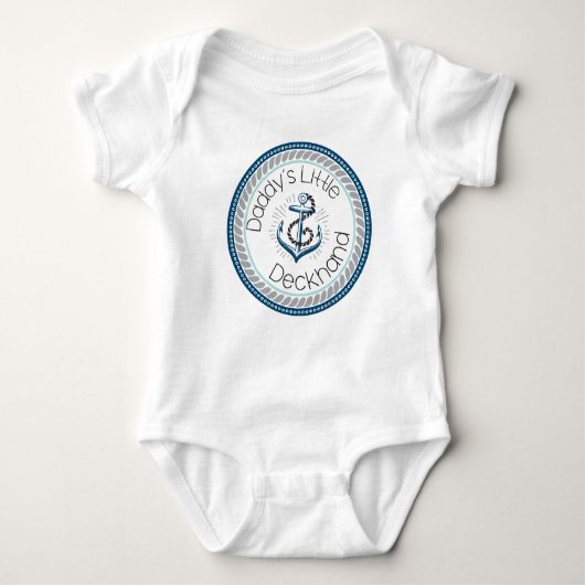 Papa's Little Deckhand — Marine & Grey Romper (Voorkant)