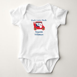 Papa's Little Dude Golf Winkelwagen Naam Monogram Romper