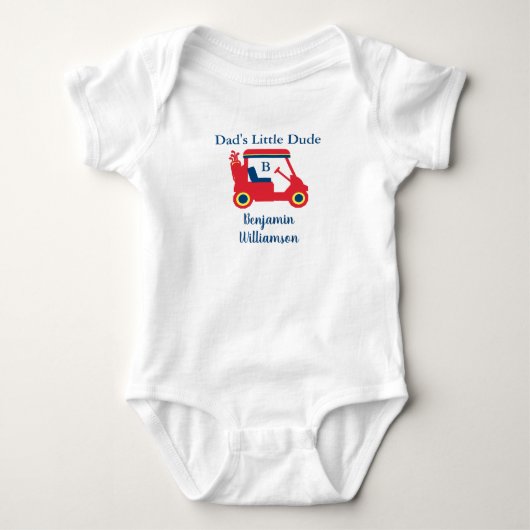 Papa's Little Dude Golf Winkelwagen Naam Monogram Romper (Voorkant)