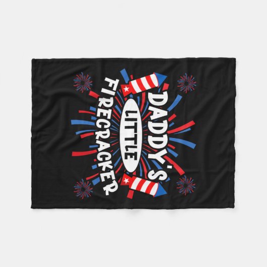 Papa's Little Firecracker Independence Day Firewor Fleece Deken (Voorkant (Horizontaal))