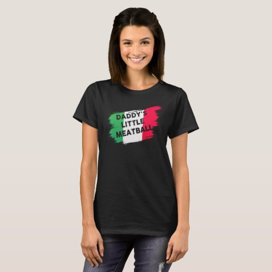 Papa's Little Meatball Grappige Italiaanse grap It T-shirt (Voorkant volledig)