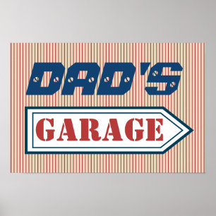 Papa's Mannen Mechanic Vaderdag Garage Sign Gift Poster
