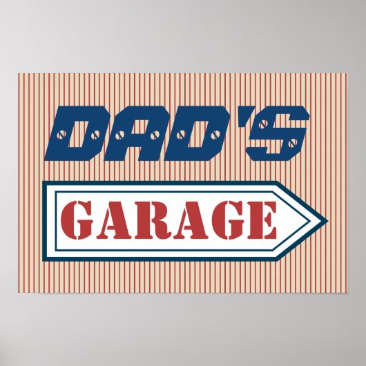 Papa's Mannen Mechanic Vaderdag Garage Sign Gift Poster (Voorkant)