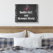 Papa's meisje en mama's wereldprijsopgave canvas afdruk (Insitu (Slaapkamer))