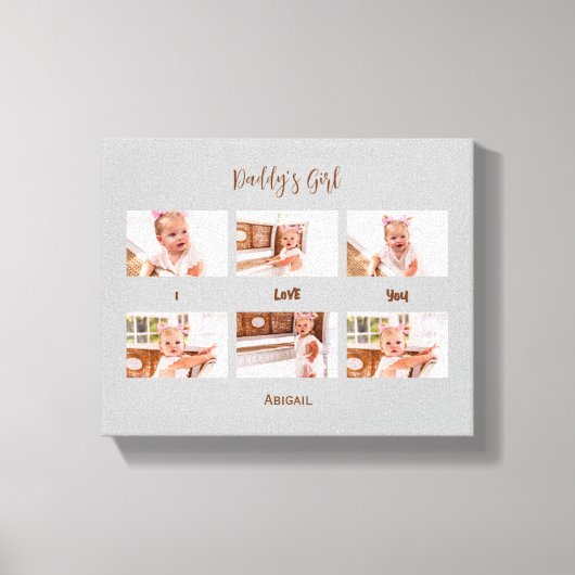 Papa's meisje Ik hou van You Photo Collage Gray Canvas Afdruk (Voorkant)