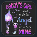 Papa's meisje was z'n engel. vierkante sticker<br><div class="desc">Papa's meisje was z'n engel.</div>