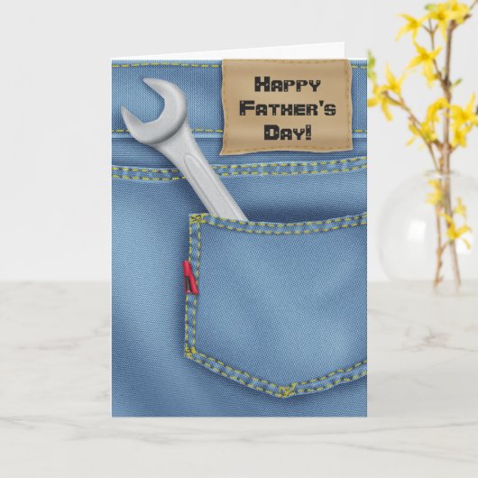 Papa's moersleutel in zak kaart (Gele Bloem)