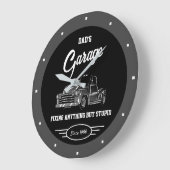 Papa's naam Garage Chevy Truck Slogan Grote Klok (Hoek)