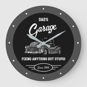 Papa's naam Garage Chevy Truck Slogan Grote Klok