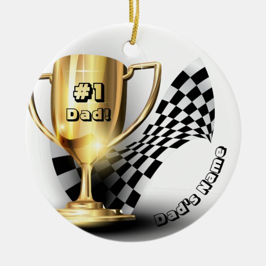 Papa's naam Gold Trophy #1 Papa Keramisch Ornament (Voorkant)