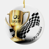 Papa's naam Gold Trophy #1 Papa Keramisch Ornament (Achterkant)