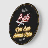 Papa's naam Retro Faux Red Gold Neon Black Grote Klok (Hoek)