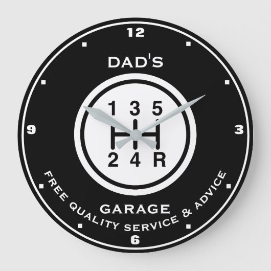 Papa's of een andere naam Garage Black White Gear  Grote Klok (Voorkant)