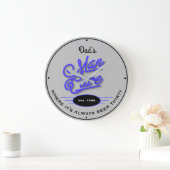 Papa's of een andere naam Man Cave Retro Blue Grey Grote Klok (Huis)